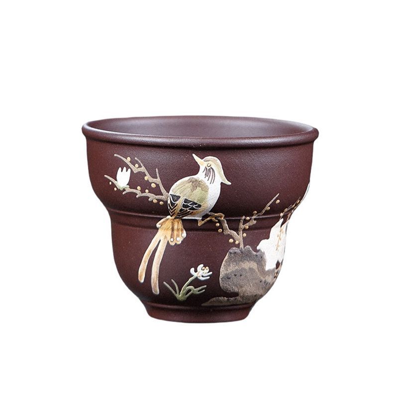 

140ml Yixing Zisha Flowers And Birds Teacup Japanese Tea Bowl Set Of Cups Tea-tasting Personal Cup Jianzhan Master Cups For Tea