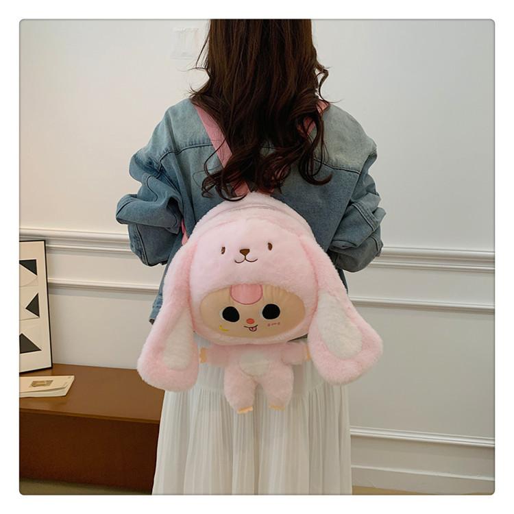 Cute Babythree Elephant Fox Panda Rabbit  Animal Costume Cartoon Plush Backpack