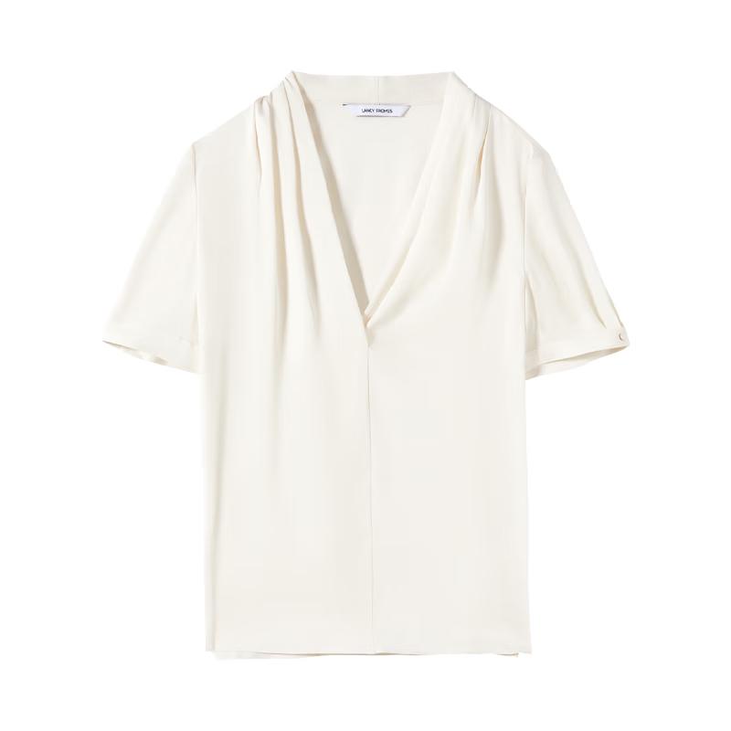 LANCY Women's V-Neck Short Sleeve Blouse