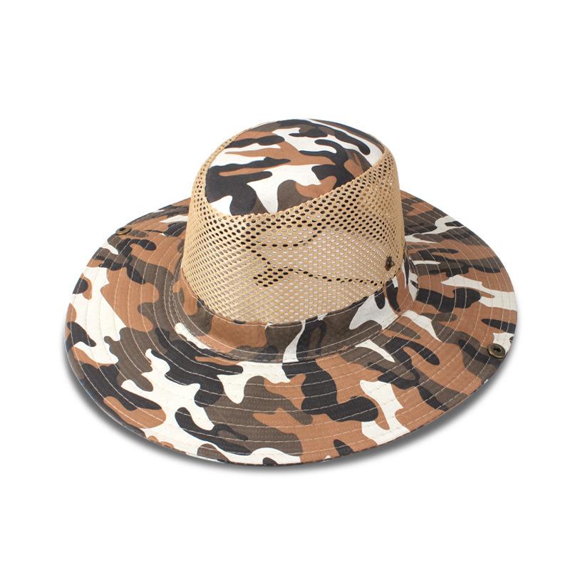 Updated Tactical Camouflage Male Bucket Hat Breathable Mesh 9cm Brim Sun Hat Male Foldable Outdoor Jungle Hunt Camping Angling  Practical Use