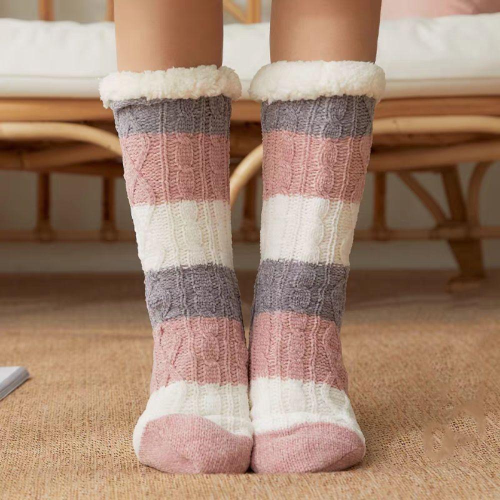 Fried Dough Twist Coral Fleece Socks Thicken Winter Floor Socks Fashion Sleeping Socks Women Girls