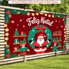 Party Backdrop Christmas Flat Festive Santa Wreath Event Backdrop Decoration Party Decor