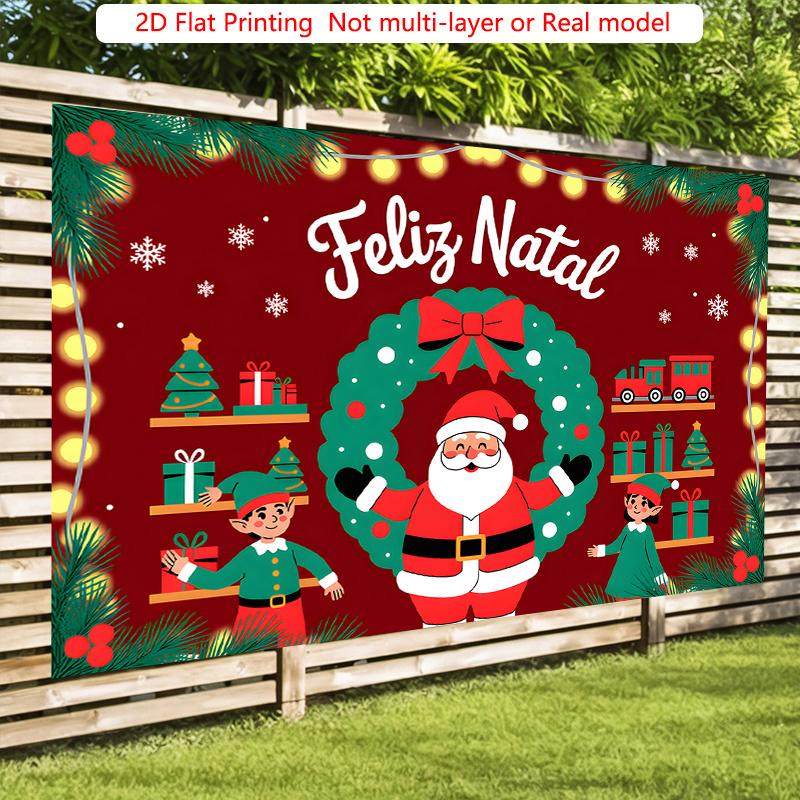 Party Backdrop Christmas Flat Festive Santa Wreath Event Backdrop Decoration Party Decor