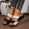 Women's White & Golden Synthetic Cover Slip-On Sandals - Open-Toe Flat Heel with Breathable Perforations, Cushioned Insole, Comfortable Footwear
