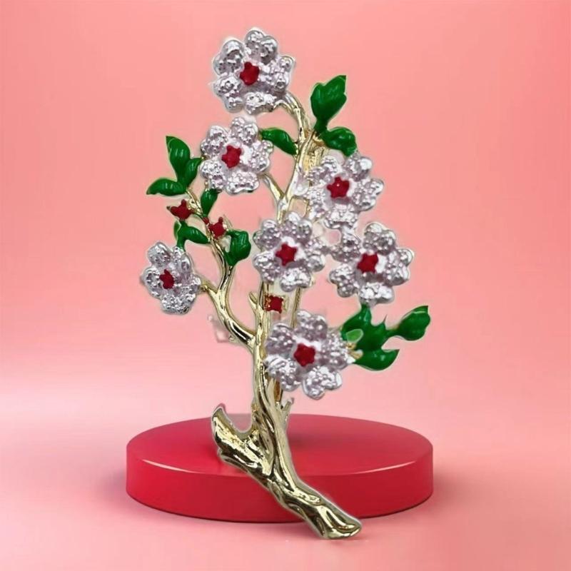 Multipurpose Hand Painted Enamel Peony Brooch With Pearls Accent Vintage Floral Pin for Women Elegant Jewelry Gifts