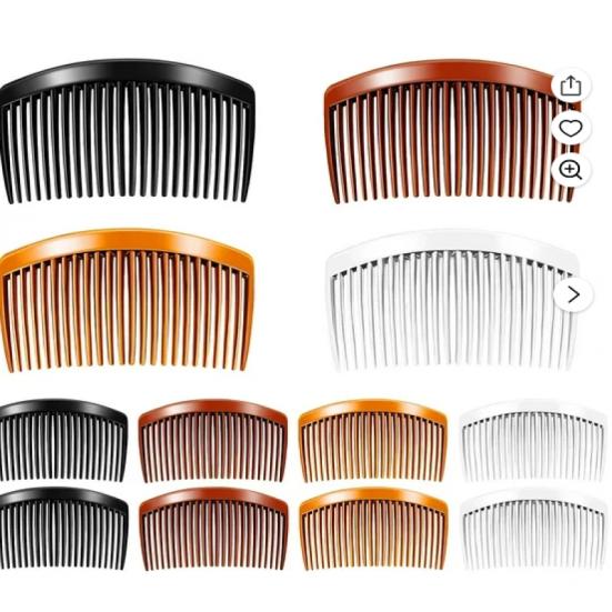 Guuyoo Plastic Side Hair Twist Comb Fine Hair Accessories, Black, White, Brown, 12 Pieces
