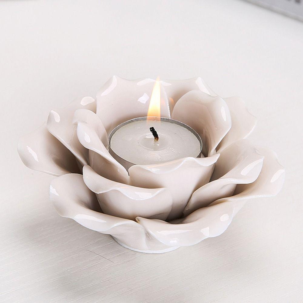 Practical 3D Rose Flower Candlestick Handicraft Simple Lotus Candle Holder Exquisite Emulation Flower Ornaments Wedding Party