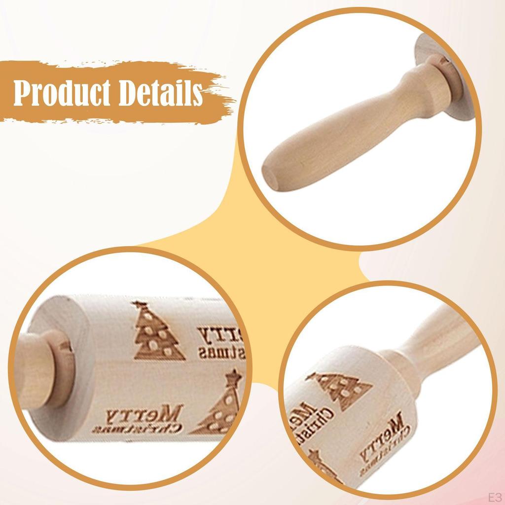 Embossed Rolling Pin Cookie Stamps Roller Decor Tool for Cookies Baking To Decorate Pastry Biscuit
