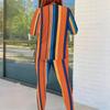 Women Plus Size White Printed Round Neck Long Sleeve Top Fitted Pants Two Piece Set