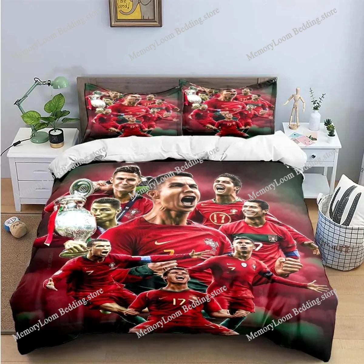 Cristiano Ronaldo-o Ensemble de literie Football Stars Garçons Taille Jumeau Reine Housse de couette Taie d'oreiller Lit Enfants Adulte Textile de maisonextile AU Single 140x210cm
