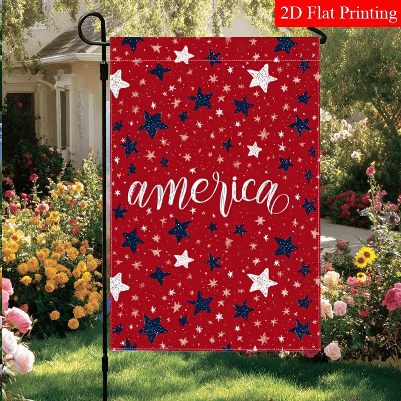 2D Flat - 2D Flat - 2D Flat 1pc July 4Th Independence Day Patriotic Star Garden Flag_2 (2)- Garden Decoration Double S, Home Decoration, Yard Decorati