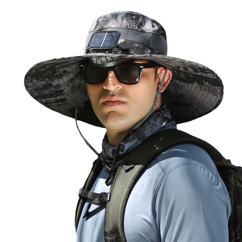 Solar-Powered Detachable Fan Hat: Quick-Dry Fisherman Style for Men's Outdoor Summer Use