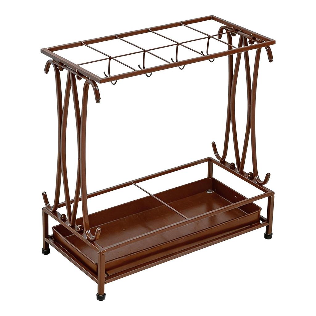 Compact Umbrella Stand with Drip Tray, Multifunctional And Metal Storage for Hotel Entrance.