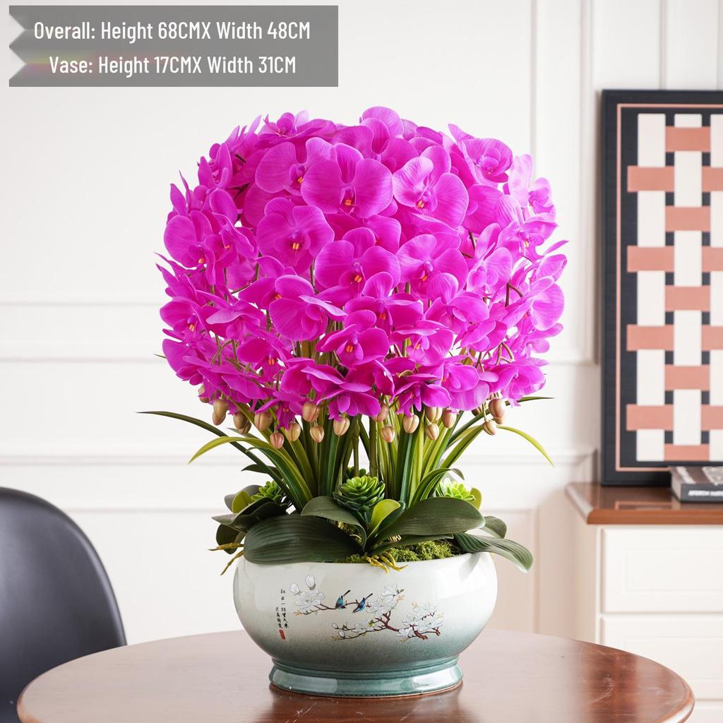 Luxury Phalaenopsis Artificial Flower Arrangement for Living Room Dining Table Decor