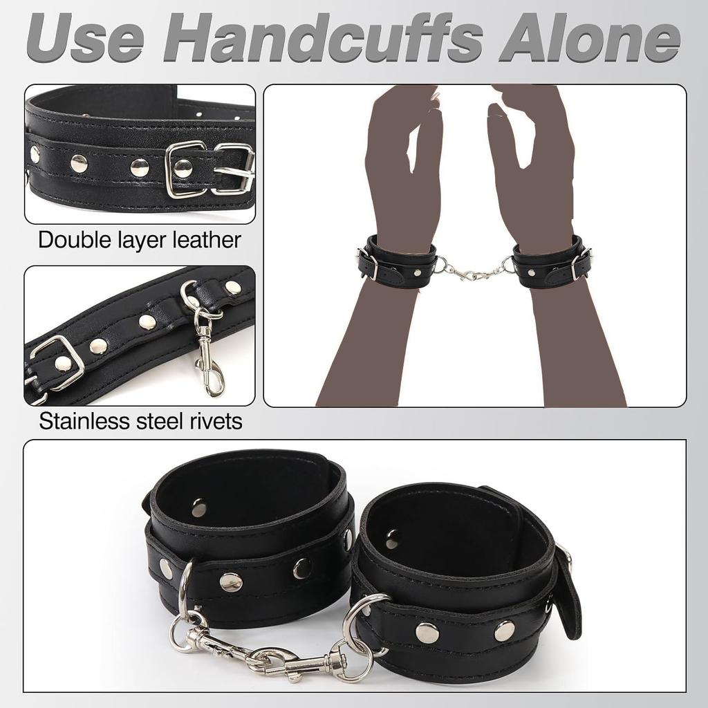 Handcuff Toys Adult Sex Couple  Set PU Leather Erotic Harness Backhandcuff Ankle Cuffs SM Slave Bondage Fetish Kit Set Toys