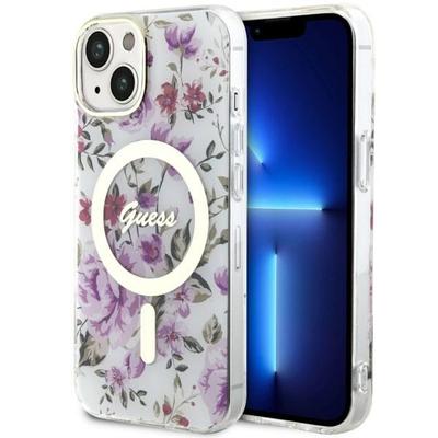 Etui Do iPhone 14 Plus Guess Flower MagSafe Przezroczyste