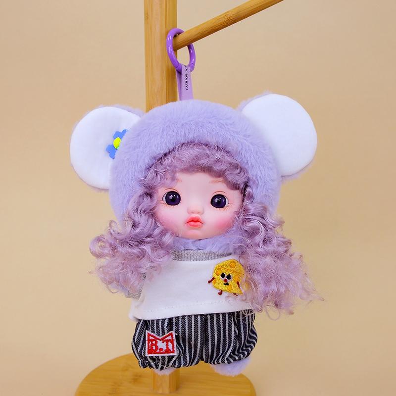 Exquisite Niedliche Puppe Vinyl Gesicht Plüschtiere Lockenköpfige Puppe Mit Kleidung Geburtstag Weihnachten Geschenk für Kinder Mädchen Hängebeutel