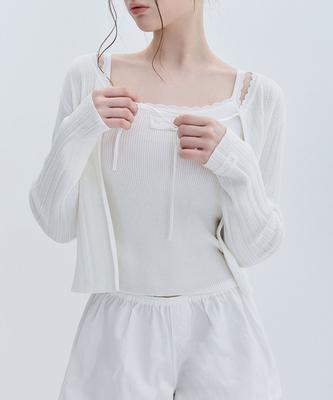 Moabel Creamy Label Cardigan - Cream