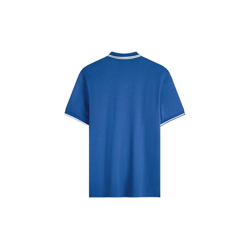 Calvin Klein Letter Half-Collar Trimmed Short Sleeve Polo Shirt Men Polo Shirts Blue J324245C3B