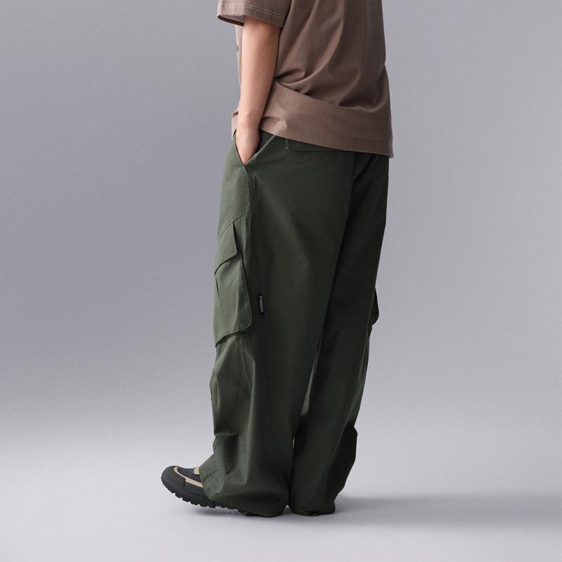 Li Ning CF Suo Solid Color Loose Wide Leg Comfortable Casual Pants Men Bottoms Dark-Green AKXU503-1