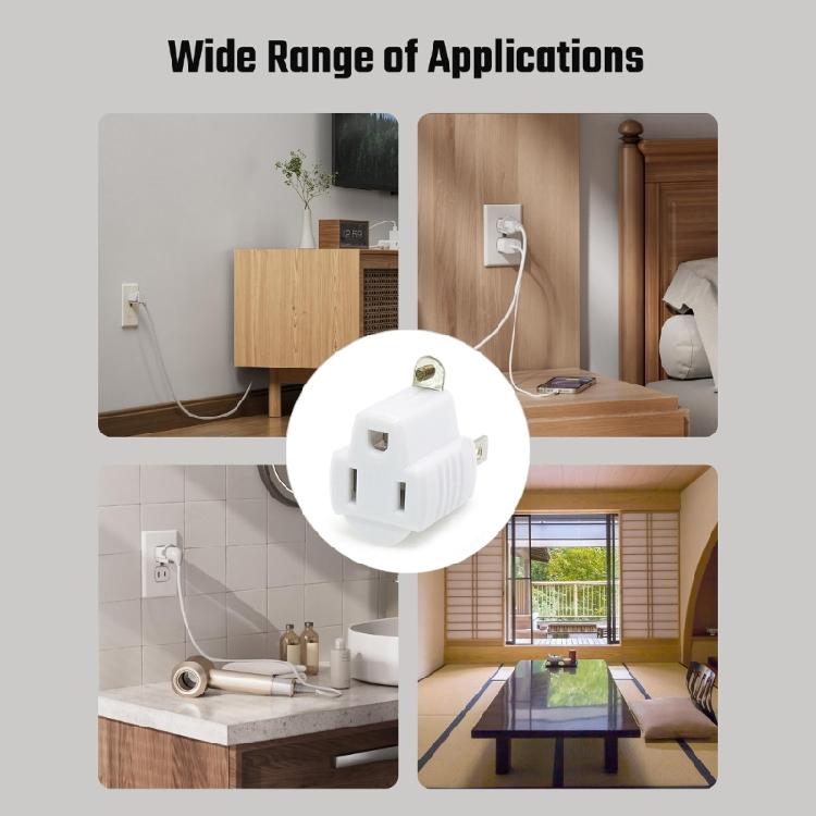 Heavy Duty Wall Plug Adapter 2 to 3 Prongs Outlet Adapter Grounding Plugs Adapter Fast Charging Travel Adapter Enduring