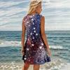 Robes d'été pour femmes Plage Boho Sans manches T-shirt Débardeur Robes soleil à imprimé Indépendance