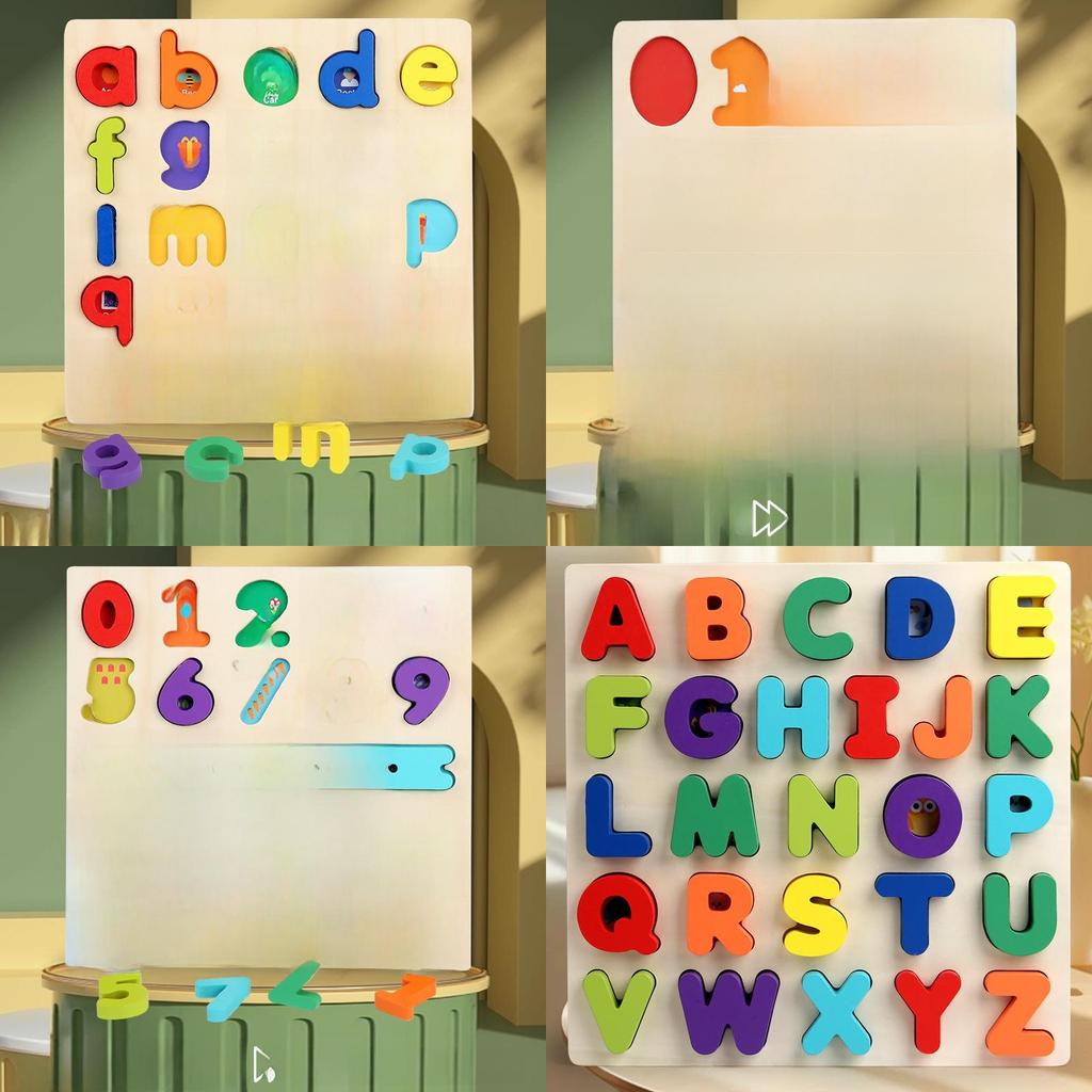 Wooden Alphabet Puzzle Blocks For Kids Educational Toy With Diy Shape Matching For Early Learning