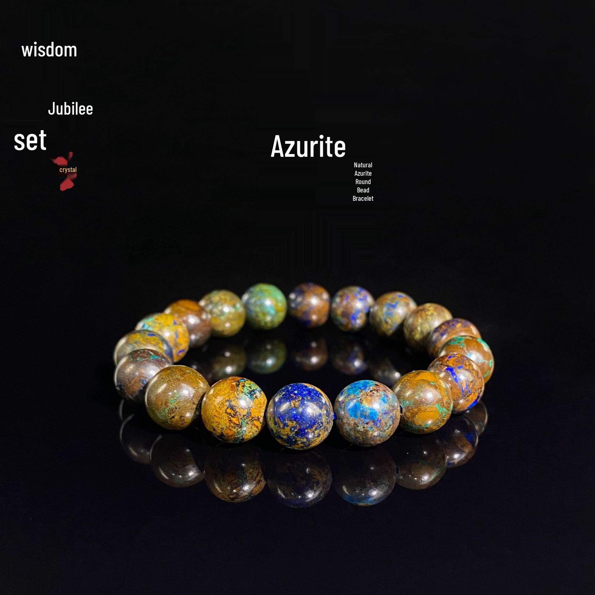 Браслет Jingxi Ji из линарита и хризоколлы с узором «Желтая планета» 7mm Beads