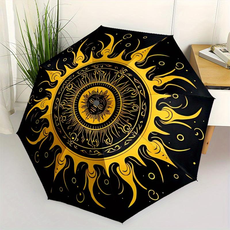 1pc Sun Mandala Automatic Umbrella - 8-Rib Foldable Design, Outdoor Adventures, and Family Celebrations Yy250829077