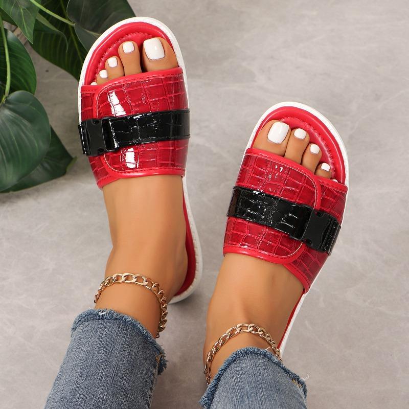 Fashion 2024 New Summer Flat Bottom Slippers Women's Beach Casual Large Slippers Female Peep Toe Shoes Zapatillas Mujer Women Shoes