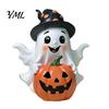Halloween Ghost Pumpkin Decor Decoration, Holding Resin Figurine with Witch Soft Aesthetic Sculptures Hat, Spooky Cute Tabletop for Home Kitchen