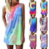 Women's Daily Sleeveless T Shirt Dress Tie- Print Tank Dress