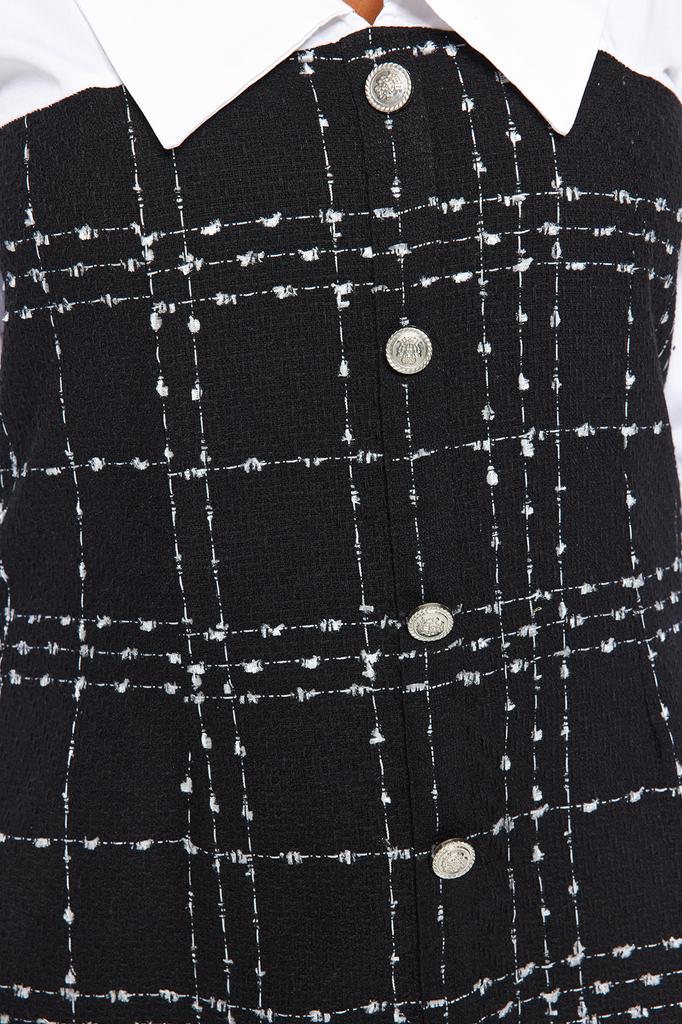 Women's Fashion New Plus Big Size Dress Black Tweed Dress