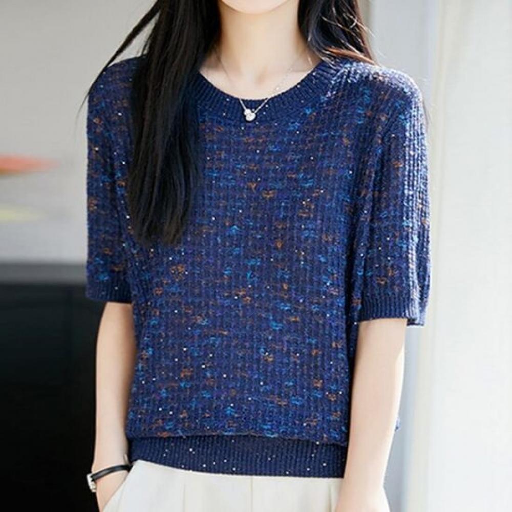 Navava Daily Boucle ShorT Sleeve Round Neck KniT T Nk3658