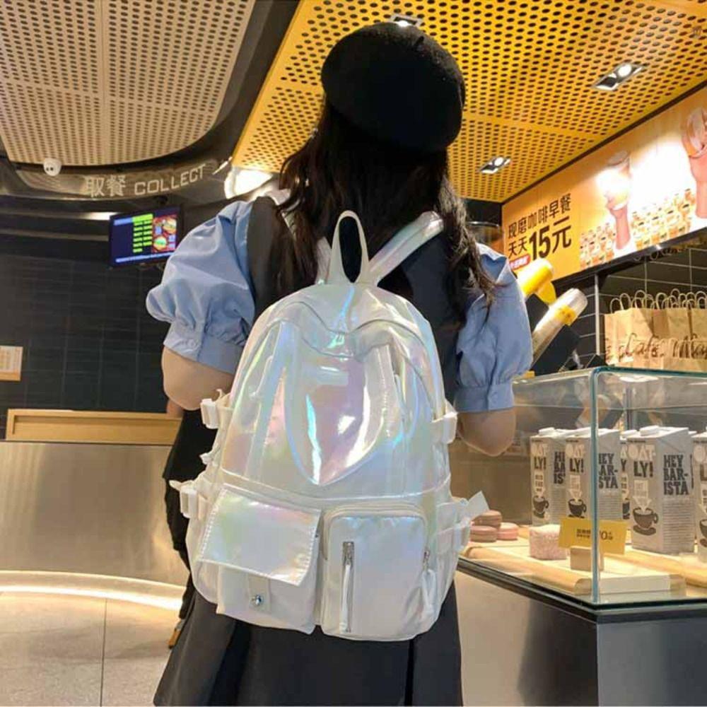 Multi-Pocket Laser  Backpack Korean Style Shoulder Bag Portable Students School Bag  Teenager