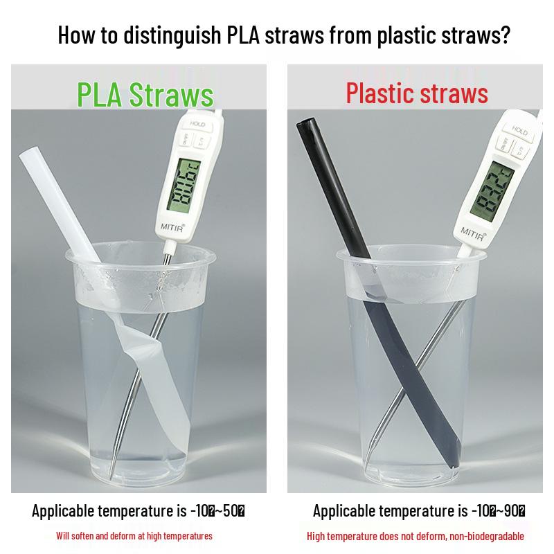 Individually Wrapped Biodegradable Black Straws for Hot Drinks - Thick & Thin, PLA, 2000 pcs.
