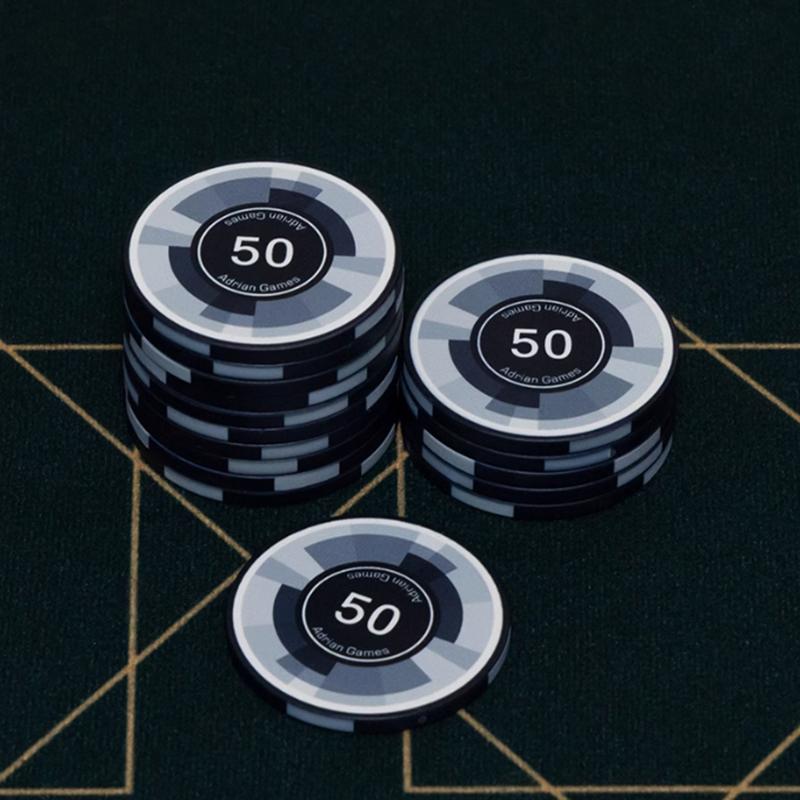 25Pcs 43Mm Ceramic Poker Chips Coin Chess Room Chip Board Game Poker Club Exclusive Texas Hold'Em Chip Storage Box Table Games