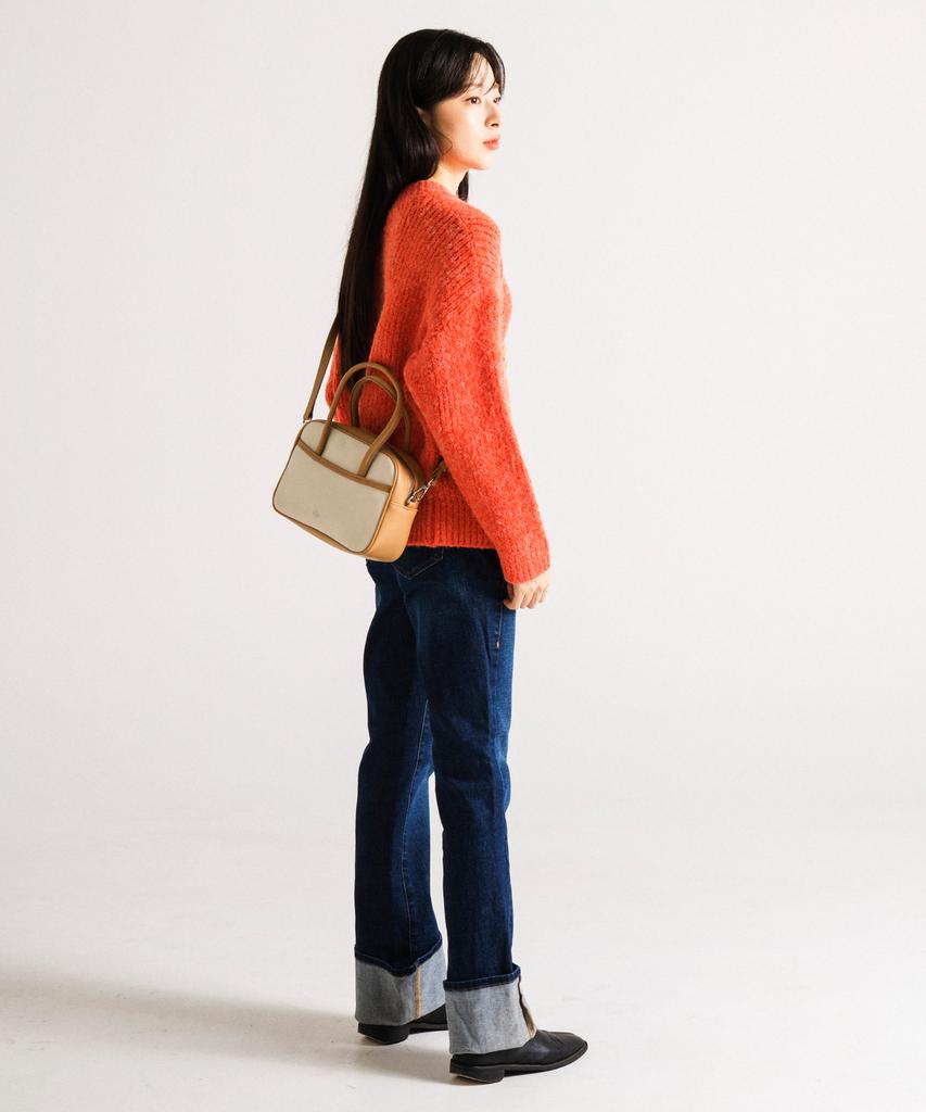 Lemine Mini Tote 2-Way Bag (Ivory/Tan)