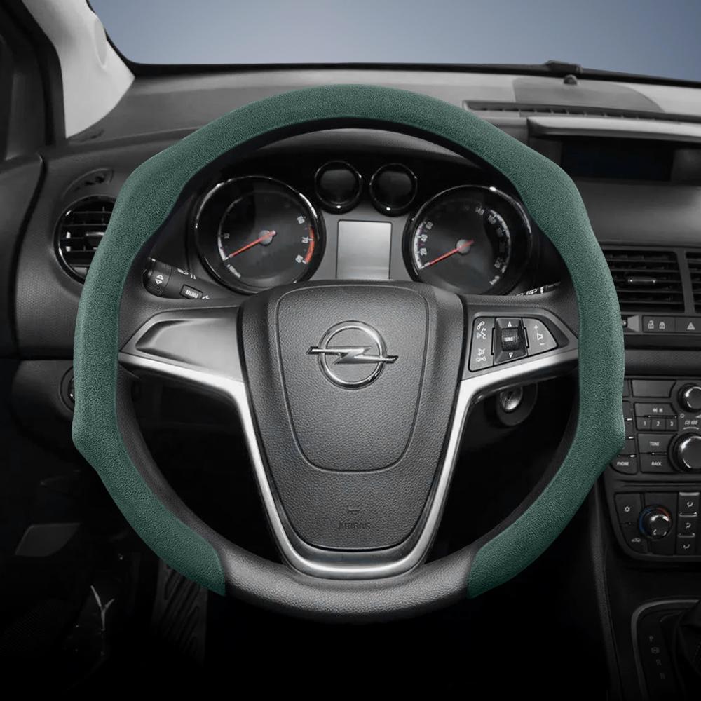 Convient pour Opel Housse de Volant Premium en Daim à Clipser, Antidérapante et Durable, Volant Rond et en Forme de D Disponibles