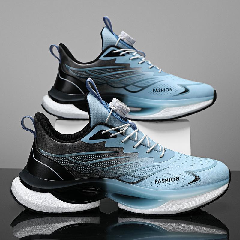 2024 Men's Summer Rotating Button Running Sneakers with Breathable Thick-Soled Popcorn Cushioning