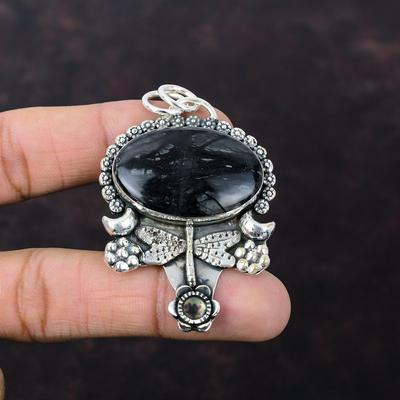 Picasso-Jaspis-Anhänger, handgefertigter Schmuck im Boho-Stil, 925er Sterlingsilber-Anhänger, Edelstein-Schmuck, Libellen-Anhänger, Verlobungsgeschenk für Braut