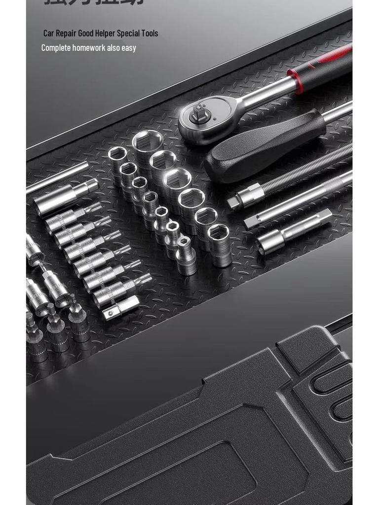Wielofunkcyjny Zestaw Narzędzi do Naprawy Samochodów: Zestaw kluczy i nasadek do użytku samochodowego i domowego