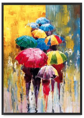Poster Abstract Colorful Umbrellas In a Black Frame 