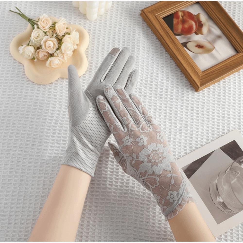 Sun Protection Lace Glove Thin Car Driving Mittens Elegant Touch Screen Gloves  Cycling