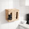 Rectangular Straw Weaving Storage Basket Wall Mounted Sundries Organizer Tissue Box  Living Room