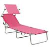 VidaXL Chaise Longue Pliable avec Auvent Transat de Patio Bain de Soleil d'Extérieur Chaise Longue de Terrasse Jardin 310363