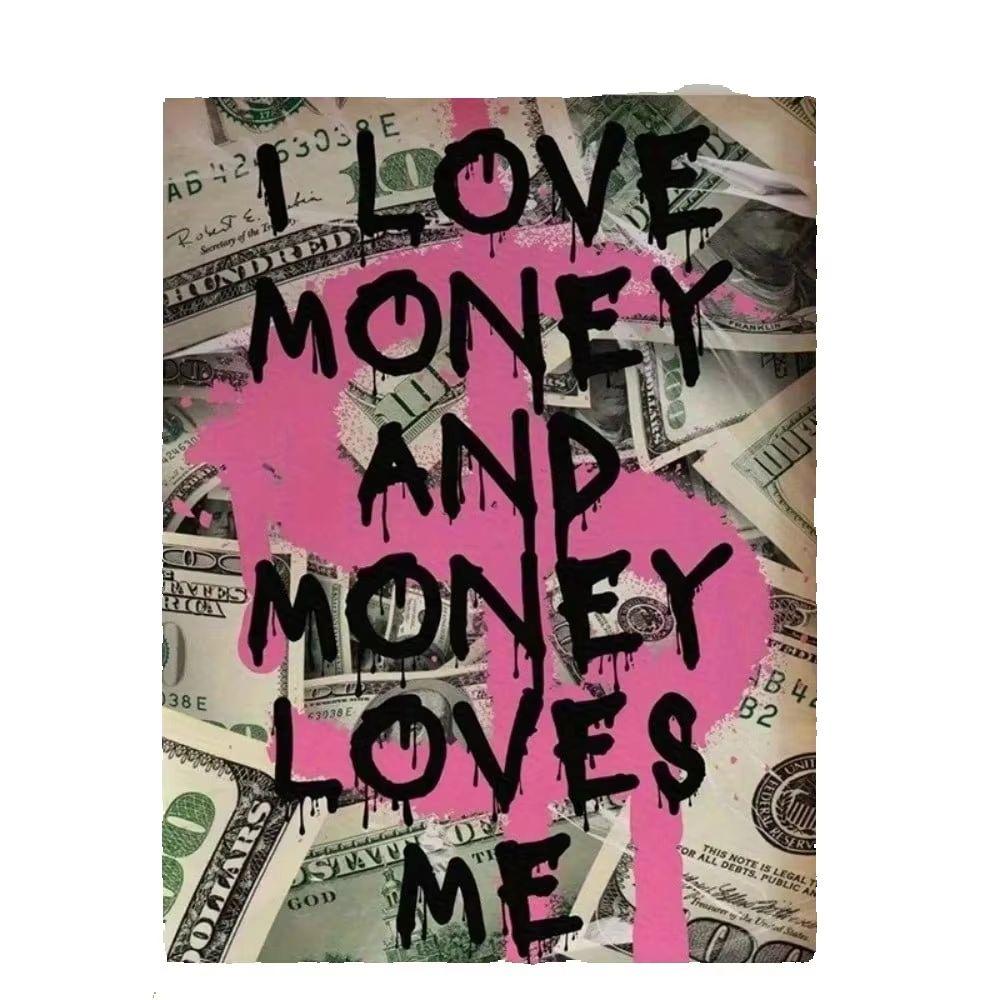 1Pc I Love Money Dollar Bill Tapestry, Graffiti Quote Wall Hanging, Cool Room Stuff, Large Size, Polyester 2D Print, Bedroom Stu