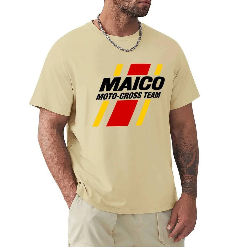 Maico Motocross Team Graphic W Red Yellow Stripes Tshirt Aesthetic Clothes Customizeds Blanks Unisexs Clothing Short Sleeve