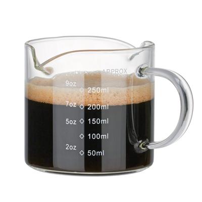 BCnmviku 250ml Espresso Shot Milk Pitcher with Graduated Measuring Cup for and Thickened Glass 1 Glass, Handle, Alcohol, Coffee, Water, Wine, More,