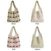 Women Crochet Shoulder Bag Large Capacity Bow Pattern Crochet Tote Bag Multifunctional Fashion Woven Bag for Shopping Traveling